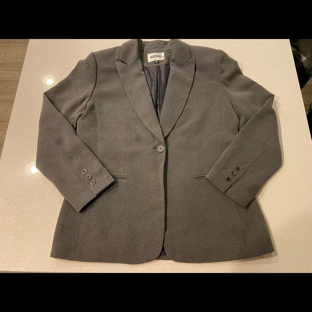 Kasper Single Button Charcoal Gray Blazer Size 12